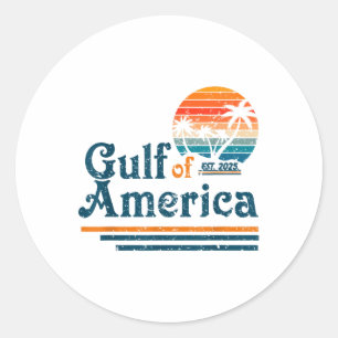 Retro Gulf Of Usa America Est 2025 American Flag G Classic Round Sticker