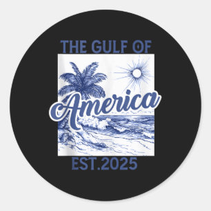 Retro Gulf Of Usa America Est 2025 American Flag G Classic Round Sticker