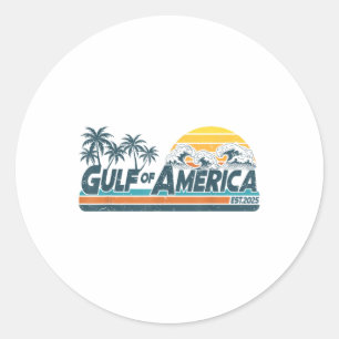 Retro Gulf Of Usa America Est 2025 American Flag G Classic Round Sticker