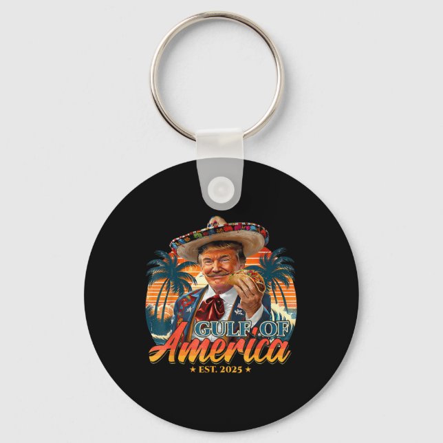 Retro Gulf Of Usa America Est 2025 American Flag G Keychain (Front)