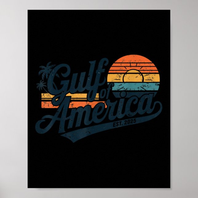 Retro Gulf Of Usa America Est 2025 American Flag G Poster (Front)