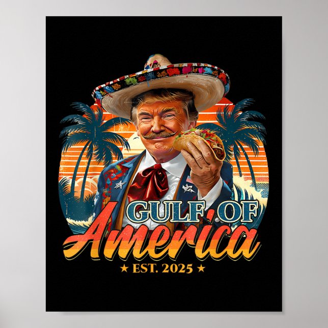 Retro Gulf Of Usa America Est 2025 American Flag G Poster (Front)