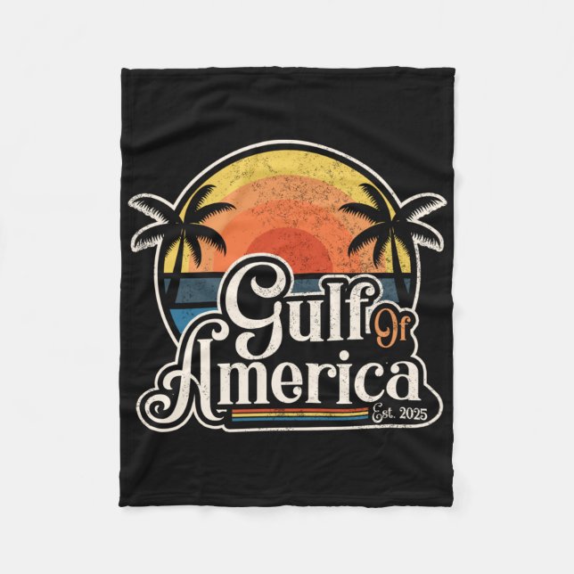 Retro Gulf Of Usa America Est 2025 American Flag L Fleece Blanket (Front)
