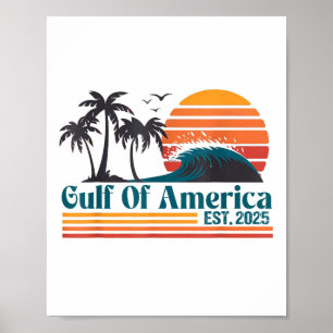 Retro Gulf Of Usa America Est 2025 American Flag  Poster