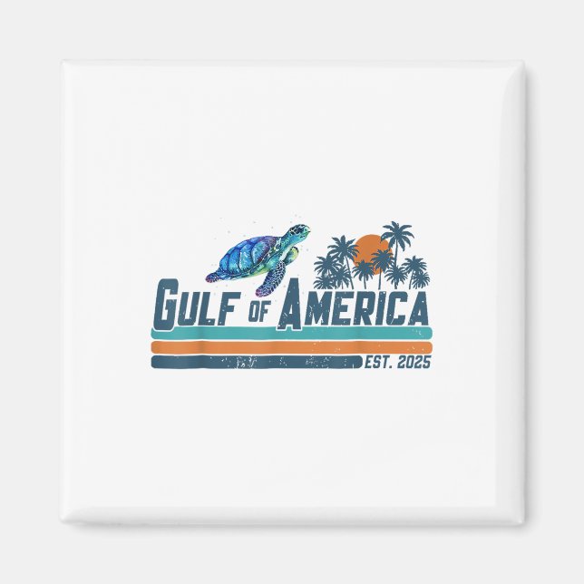 Retro Gulf Of Usa America Est 2025 Turtle Gulf Mex Magnet (Front)