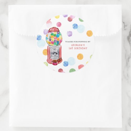 Retro Gumball Machine  Kids Birthday Party  Classic Round Sticker