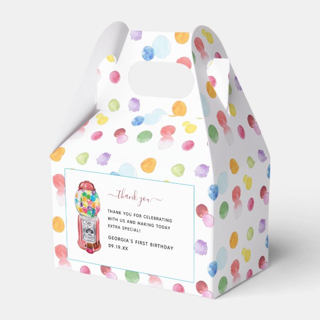 Retro Gumball Machine | Kids Birthday Party  Favor Boxes (Front Side)