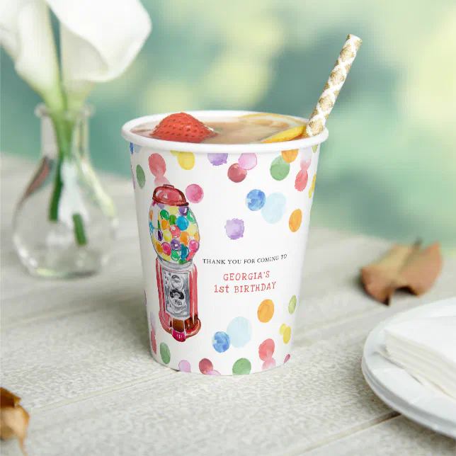 Retro Gumball Machine | Kids Birthday Party Paper Cups | Zazzle