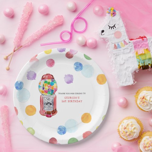 Retro Gumball Machine  Kids Birthday Party  Paper Plates