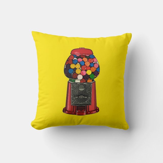 Retro Gumball Machine Throw Pillow (Front)