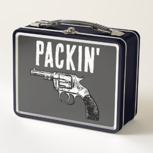 RETRO GUN 1ST AMMENDMENT PACKIN' METAL LUNCHBOX