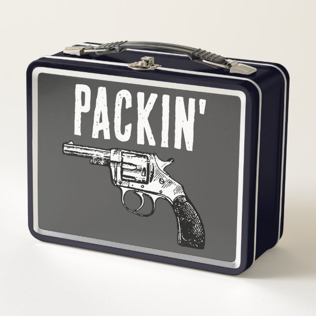 RETRO GUN 1ST AMMENDMENT PACKIN' METAL LUNCHBOX (Front)