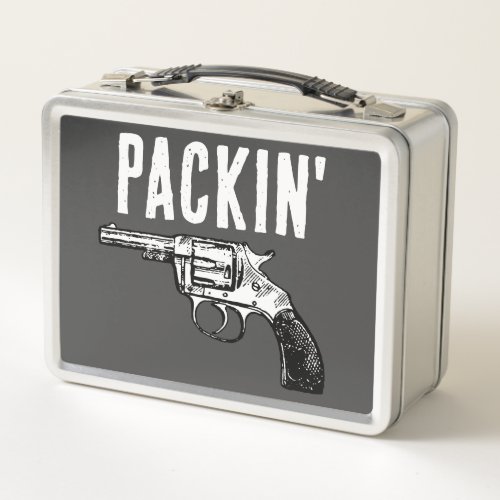 RETRO GUN 1ST AMMENDMENT PACKIN METAL LUNCHBOX