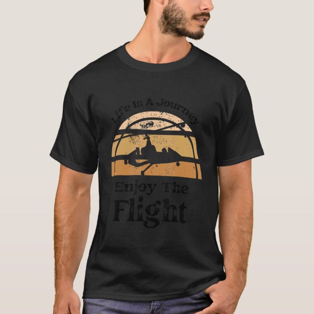 Retro Gyrocopter Silhouette Gyroplane For Autogyro T-Shirt (Front)