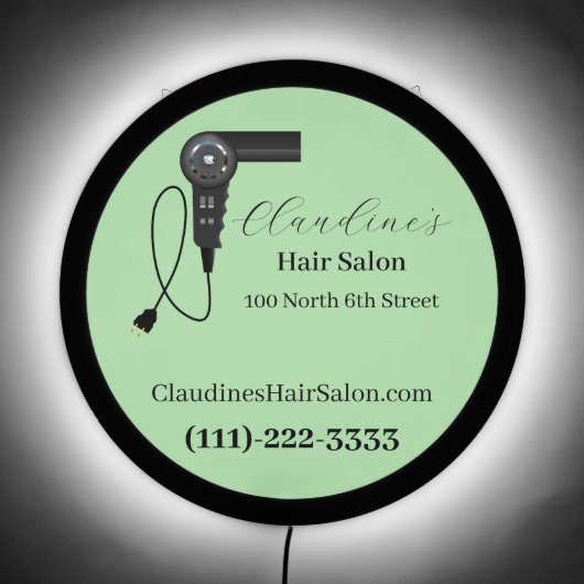 Retro Hair Salon LED Sign (Front)