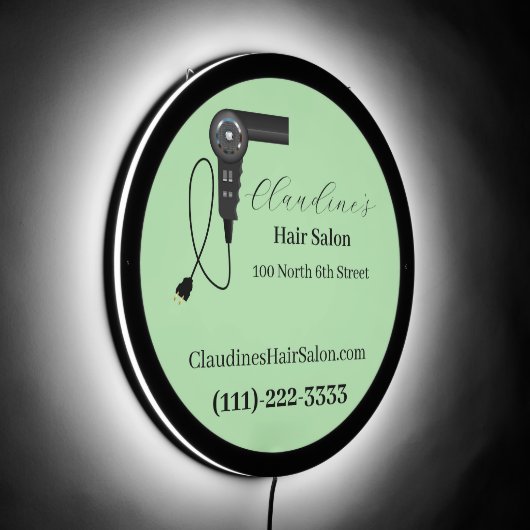 Retro Hair Salon LED Sign (Angle)
