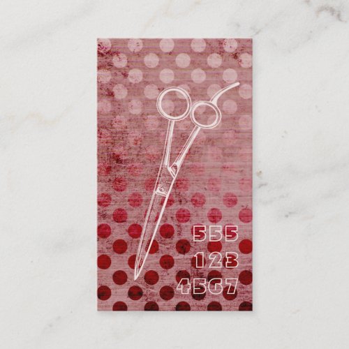 retro hair stylist grunge pink mod circles red business cards