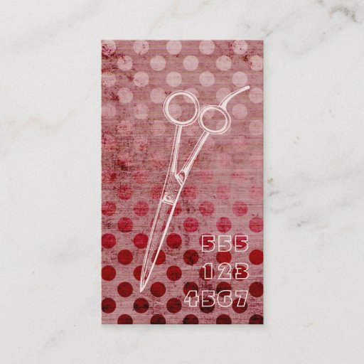 Customizable retro hair stylist grunge pink mod circles red business cards