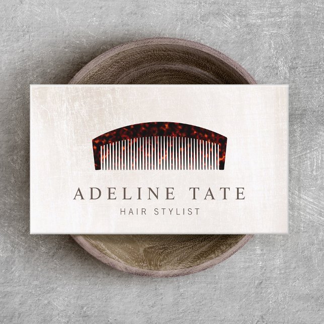 Retro Hair Stylist Tortoiseshell Comb Business Card (Creator Uploaded)