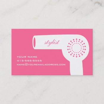 Retro Hairdryer Stylist Pink Business Card by businessink at Zazzle