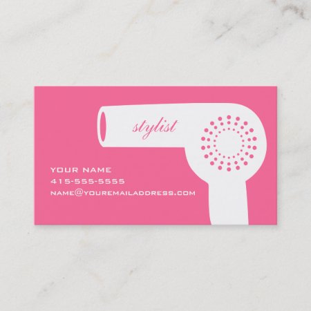 Retro Hairdryer Stylist Pink Business Card