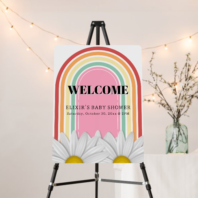 Retro Half Daisy Baby Shower  Foam Board (In Situ (Stand))