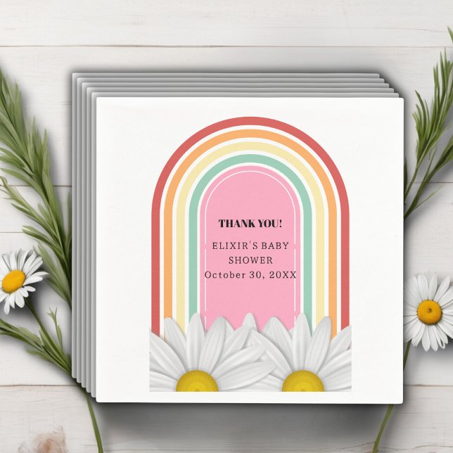 Retro Half Daisy Baby Shower  Napkins (Creator Uploaded)