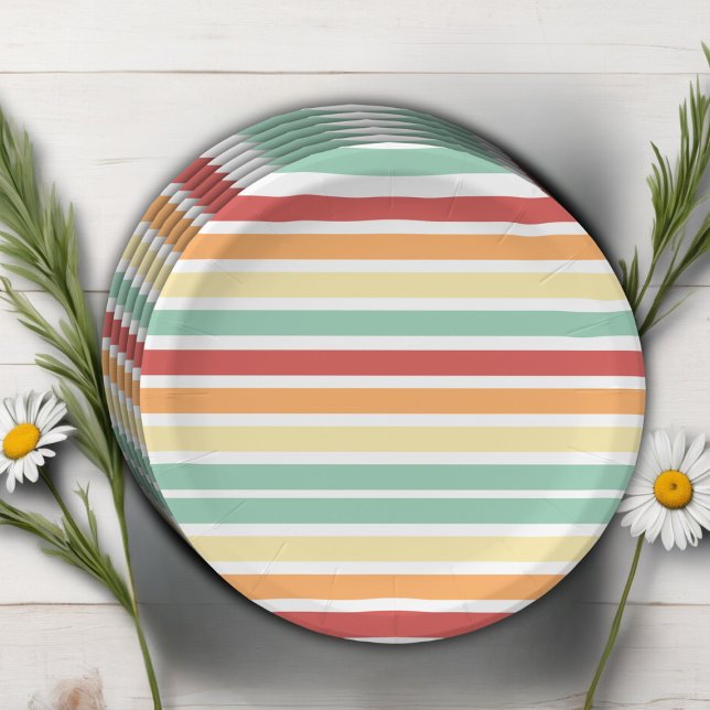 Retro Half Daisy Baby Shower  Paper Plates (Creator Uploaded)