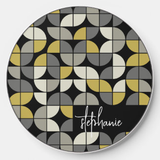 Retro half moon pattern MCM - trendy script name Wireless Charger