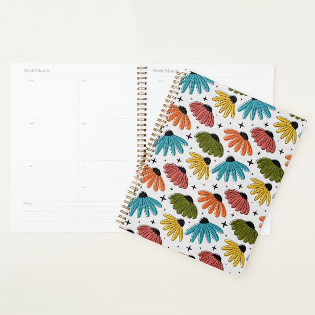 Retro Halftone Coneflowers Planner (Display)