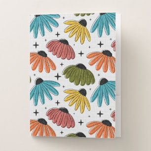 Retro Halftone Coneflowers Pocket Folder