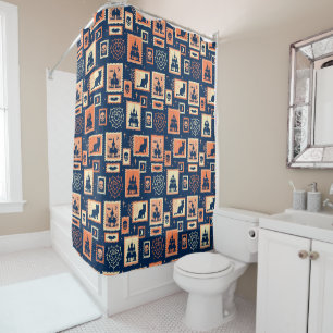 Retro Halloween Artistamps Shower Curtain