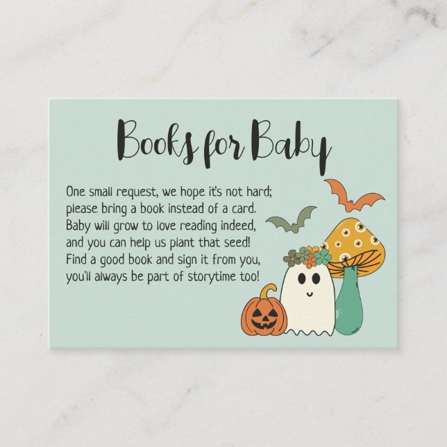 Retro Halloween Baby Shower Book Request Enclosure (Front)