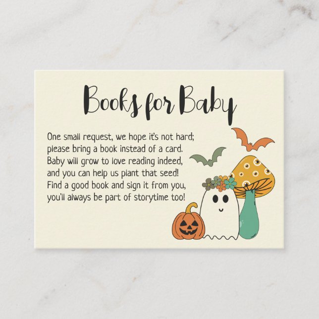 Retro Halloween Baby Shower Book Request Enclosure Card (Front)