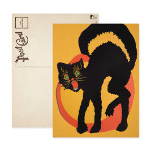 Retro Halloween Black Cat Postcard