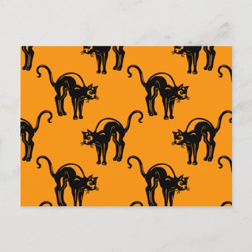 Retro Halloween Black Cats Postcard