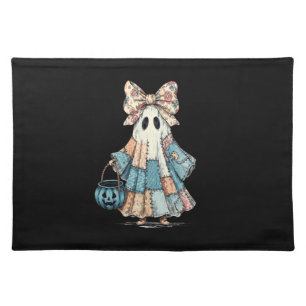 Retro Halloween Blue Denim Ghost Cloth Placemat