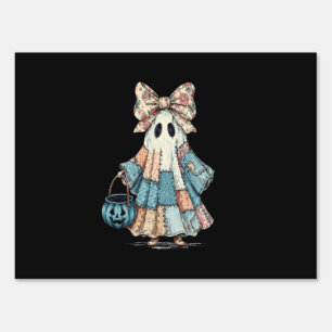 Retro Halloween Blue Denim Ghost Sign