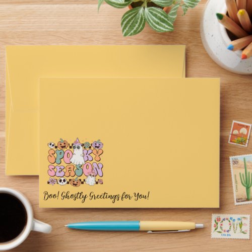 Retro Halloween Boo Ghostly Greetings For You  Envelope
