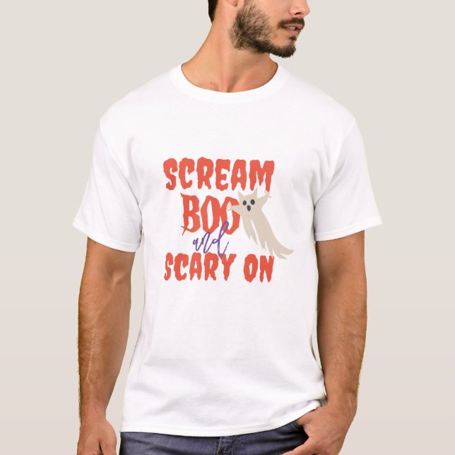 Retro Halloween Boo Shirt - Scary Text Tee (Front)