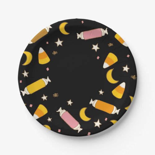 Retro Halloween Candy Classics Party Black  Paper Plates