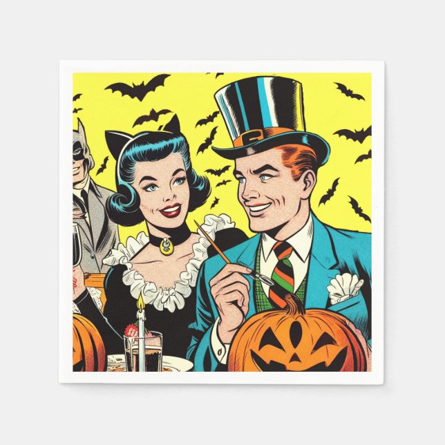 Retro Halloween Comics Napkins (Front)