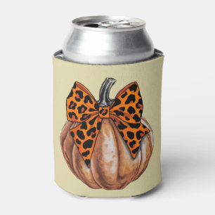 Retro Halloween Coquette Bow Pumpkin Spooky Fall  Can Cooler