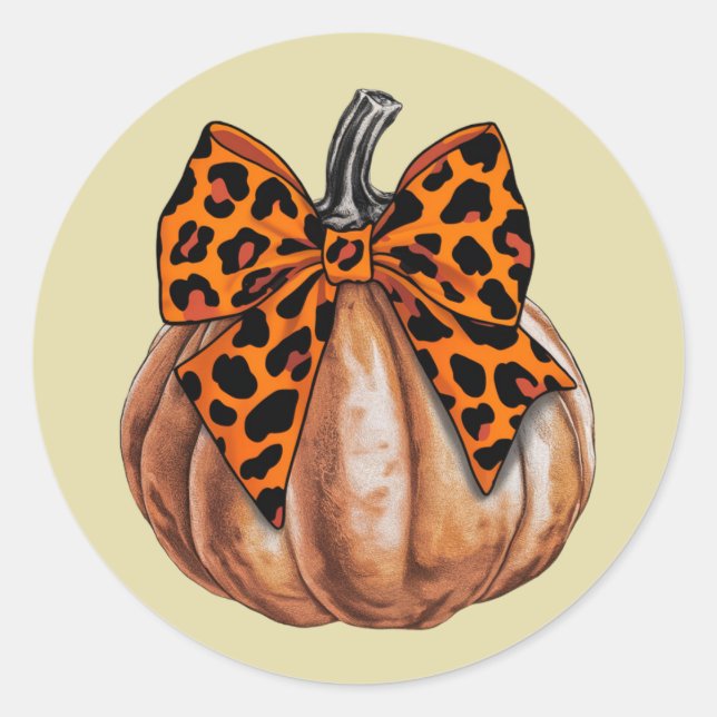 Retro Halloween Coquette Bow Pumpkin Spooky Fall  Classic Round Sticker (Front)