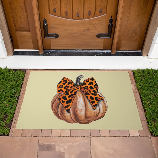 Retro Halloween Coquette Bow Pumpkin Spooky Fall  Doormat (Outdoor)