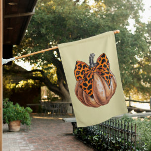 Retro Halloween Coquette Bow Pumpkin Spooky Fall  House Flag