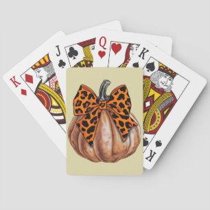 Retro Halloween Coquette Bow Pumpkin Spooky Fall  Poker Cards