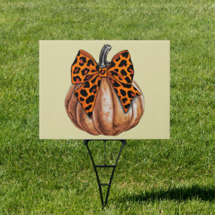 Retro Halloween Coquette Bow Pumpkin Spooky Fall  Sign