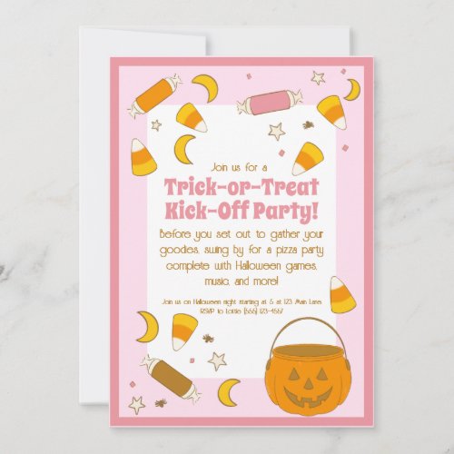 Retro Halloween Costume Party or Trunk or Treat In Invitation