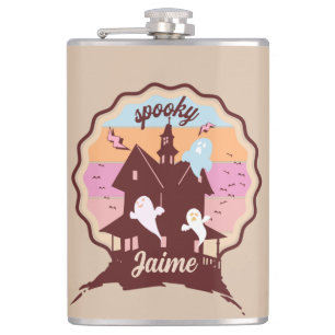 Retro Halloween Costume Spooky Haunted House Ghost Flask